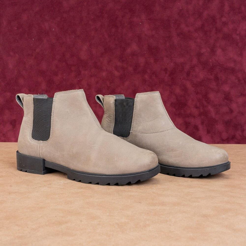 Sorel Women Emelie II Grey Stone Nubuck Chelsea Ankle Boots sz 11